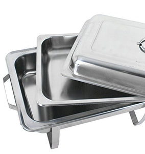 Super Deal Juego de charolas calentadoras de acero inoxidable de 7.5 L, con patas completas, 4 unidades, #1, 1