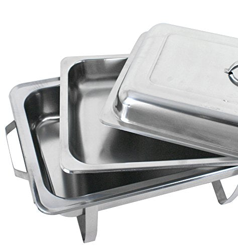 Super Deal Juego de charolas calentadoras de acero inoxidable de 7.5 L, con patas completas, 4 unidades, #1, 1