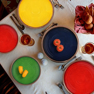 Melange 100% Melamine Clay Collection Dinnerware Set, Serving for 4, Color - Navy, (Pack of 12)
