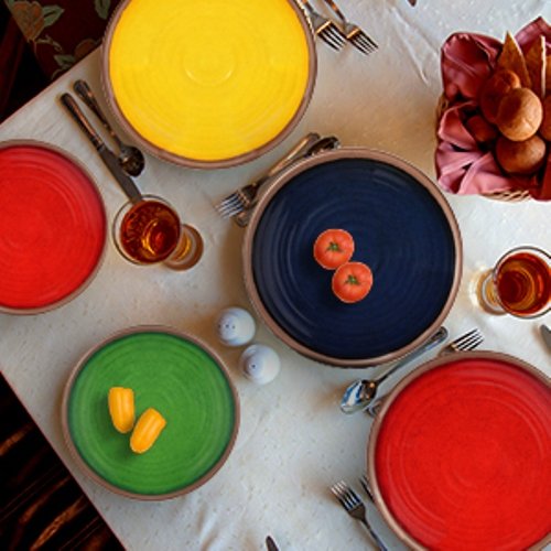 Melange 100% Melamine Clay Collection Dinnerware Set, Serving for 4, Color - Navy, (Pack of 12)