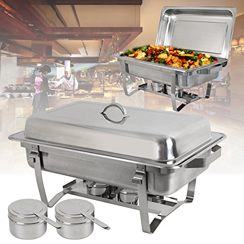 Super Deal Juego de charolas calentadoras de acero inoxidable de 7.5 L, con patas completas, 4 unidades, #1, 1