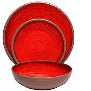 Melange 100% Melamine Clay Collection Dinnerware Set, Serving for 4, Color - Navy, (Pack of 12)