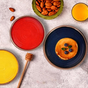 Melange 100% Melamine Clay Collection Dinnerware Set, Serving for 4, Color - Navy, (Pack of 12)