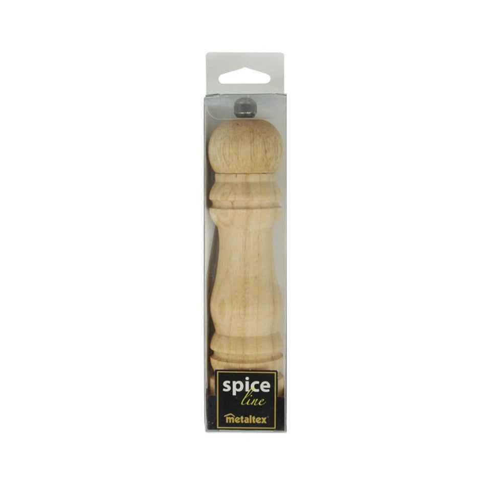 Metaltex - Molinillo de especias con molinillo de cerámica de madera de hule, 17 cm, color café