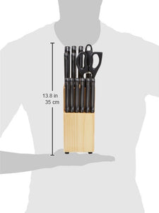 AmazonBasics Juego de cuchillos de 14 piezas, con bloque