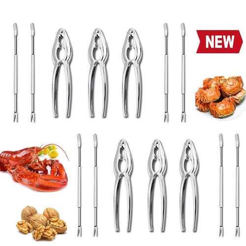 Chasoeo Seafood Tools Set Crab Cracker of 14 with 8 Stainless Steel Seafood Forks and 6 Lobster Crab Leg CrackersÃ¯Â¼Å'Nut Cracker Set Best Christmas Gift for a Friend's Family