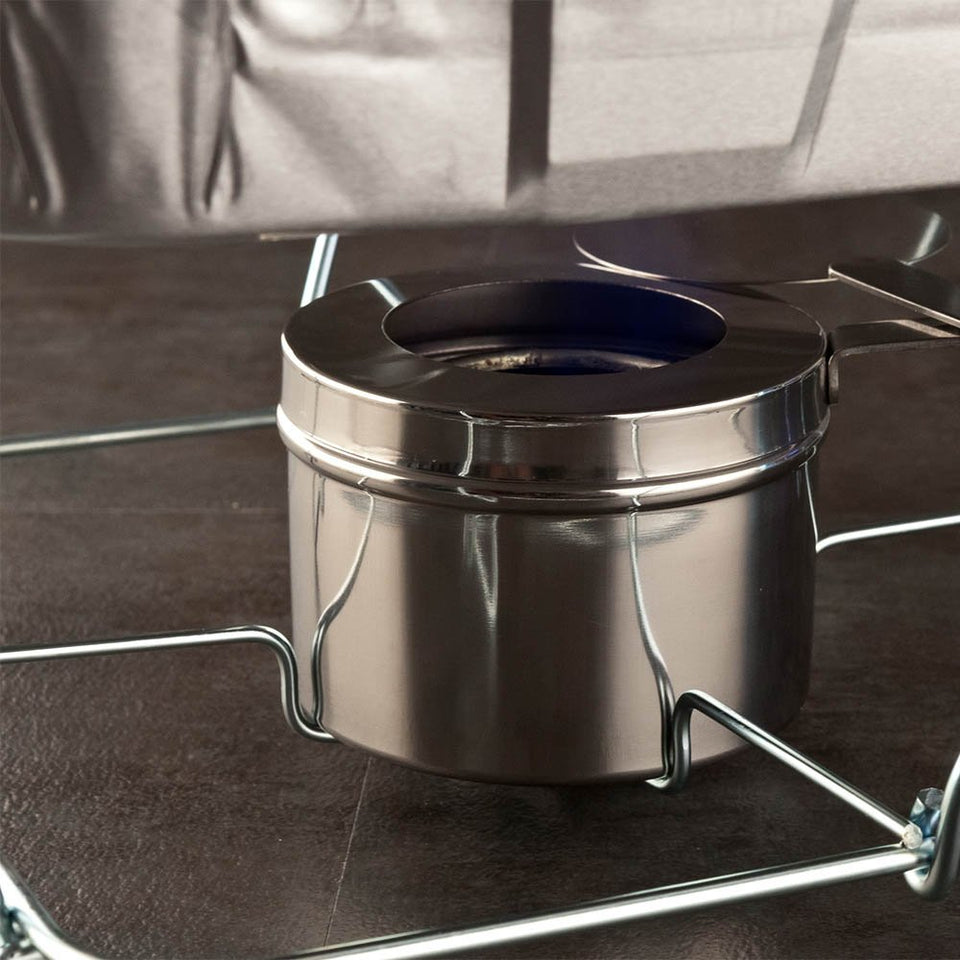 Restaurantware Stainless Steel Chafer Wick Fuel and Sterno Canned Heat Holder with Safety Cover