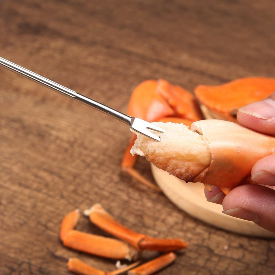 14 Paquetes de herramientas para mariscos, juego de galletas Bantoye con 8 tenedores de agujas de cangrejo, 2 pinzas de cangrejo y 4 tenedores de fruta de dos dientes