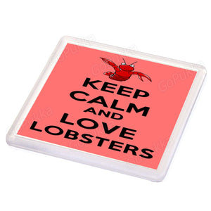 Posavasos con texto en inglés"Keep Calm And Love Lobsters"
