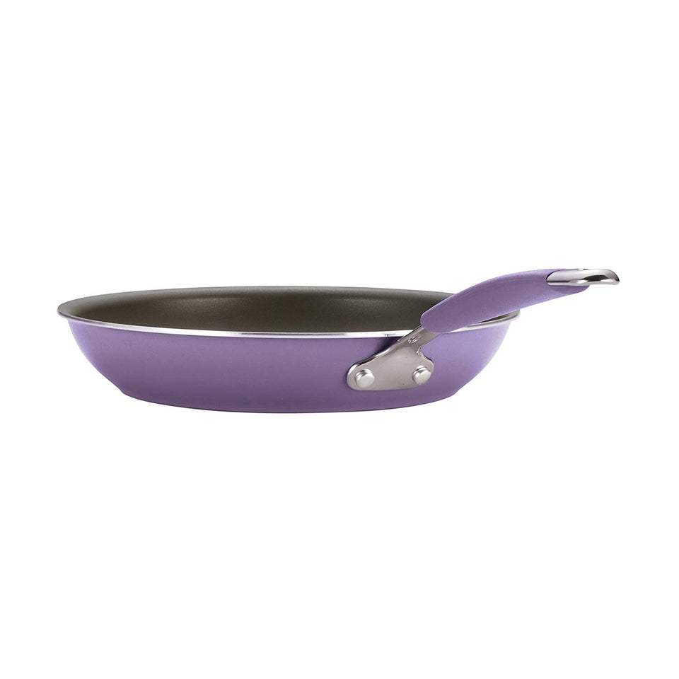 Rachael Ray Cucina Porcelana dura esmalte antiadherente utensilios de cocina Set, Anaranjado calabaza, 12-piece Cookware Set