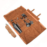Uber Bar Tools Lux Roll Barmander's juego de piel sintético, color tostado