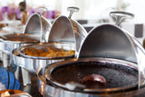 Tiger Chef Stainless Steel Round Roll Top Chafer, 6 Quart Chafing Dish Set with Plastic Salad Tong