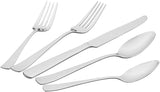 AmazonBasics - Juego de cubiertos de acero inoxidable de 20 piezas con borde cuadrado, servicio para 4