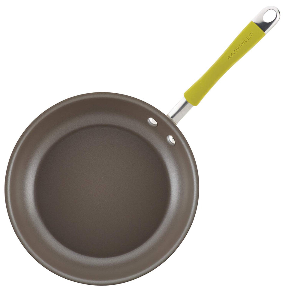 Rachael Ray Cucina Porcelana dura esmalte antiadherente utensilios de cocina Set, Anaranjado calabaza, 12-piece Cookware Set