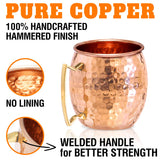 Moscow Mule tazas de cobre – Juego de 4 – 100% hecho a mano – apto para alimentos Pure de tazas de cobre sólido – juego de regalo de 16 oz con Bono: cóctel medidor pajitas y de cobre de alta calidad.