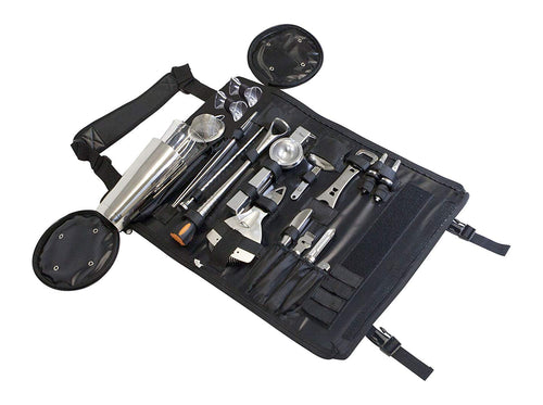 Uber Bar Tools Boston Bar Roll Deluxe, color negro y chapado en cromo