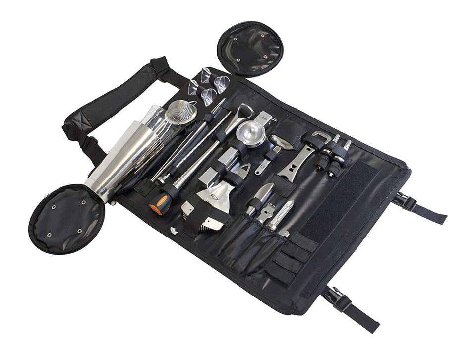 Uber Bar Tools Boston Bar Roll Deluxe, color negro y chapado en cromo