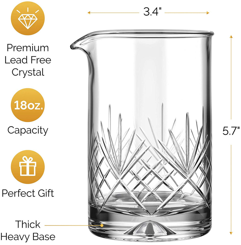 vidrio mezclador de cóctel vidrio – base con peso de de grosor – 481.9 gram (500ml) – PREMIUM diseño sin costuras – Calidad profesional – Gran idea de regalo