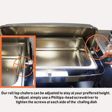 Tiger Chef Stainless Steel Round Roll Top Chafer, 6 Quart Chafing Dish Set with Plastic Salad Tong