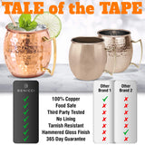 Moscow Mule tazas de cobre – Juego de 4 – 100% hecho a mano – apto para alimentos Pure de tazas de cobre sólido – juego de regalo de 16 oz con Bono: cóctel medidor pajitas y de cobre de alta calidad.