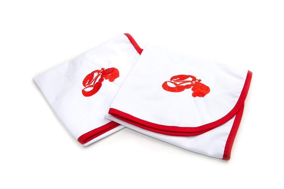 Fox Run - Pinzas de acero inoxidable para pescado, Cotton Lobster Bibs, Juego de 2, 1