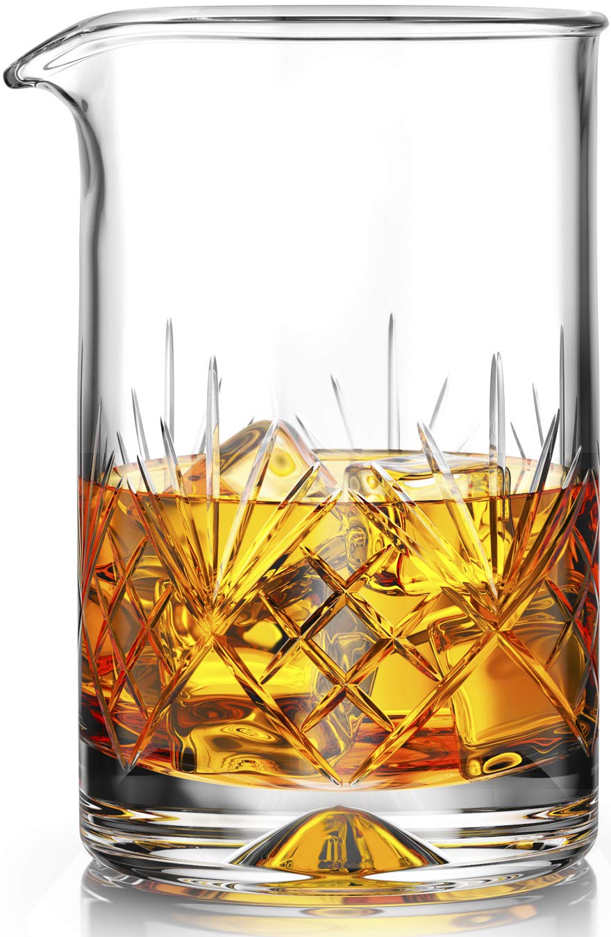 vidrio mezclador de cóctel vidrio – base con peso de de grosor – 481.9 gram (500ml) – PREMIUM diseño sin costuras – Calidad profesional – Gran idea de regalo