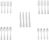 AmazonBasics - Juego de cubiertos de acero inoxidable de 20 piezas con borde cuadrado, servicio para 4