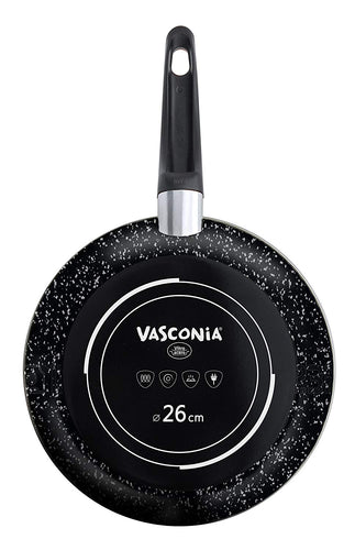 Vasconia Sartén de Acero Esmaltado con Rustic Granite, color Negro Onix, 26 cm