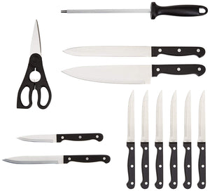 AmazonBasics Juego de cuchillos de 14 piezas, con bloque