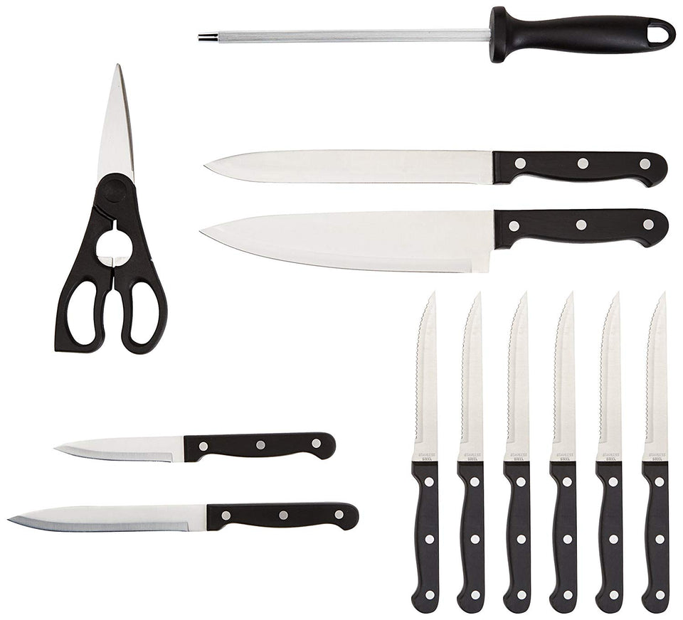 AmazonBasics Juego de cuchillos de 14 piezas, con bloque