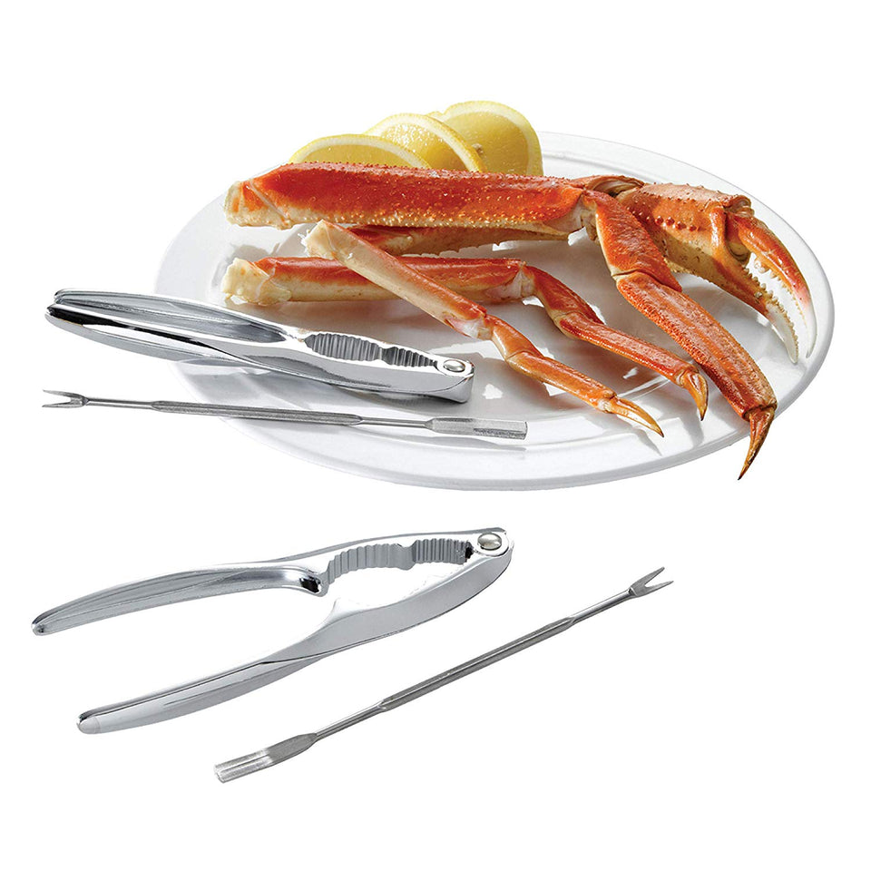 Amco - Juego de herramientas para alimentos, 8 piezas, acero inoxidable, Juego de herramienta para mariscos, Plateado, 4.40 x 7.00 x 8.40", 1