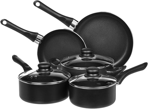 AmazonBasics Juego de ollas antiadherente, 8 piezas