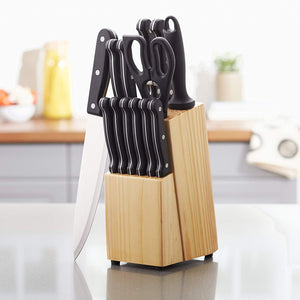 AmazonBasics Juego de cuchillos de 14 piezas, con bloque