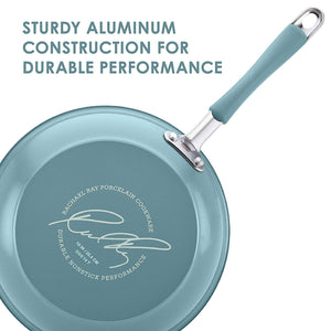 Rachael Ray Cucina Porcelana dura esmalte antiadherente utensilios de cocina Set, Anaranjado calabaza, 12-piece Cookware Set