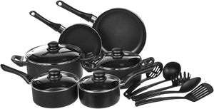 AmazonBasics Juego de ollas antiadherente, 8 piezas