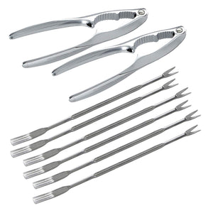 Amco - Juego de herramientas para alimentos, 8 piezas, acero inoxidable, Juego de herramienta para mariscos, Plateado, 4.40 x 7.00 x 8.40", 1