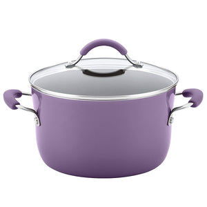 Rachael Ray Cucina Porcelana dura esmalte antiadherente utensilios de cocina Set, Anaranjado calabaza, 12-piece Cookware Set