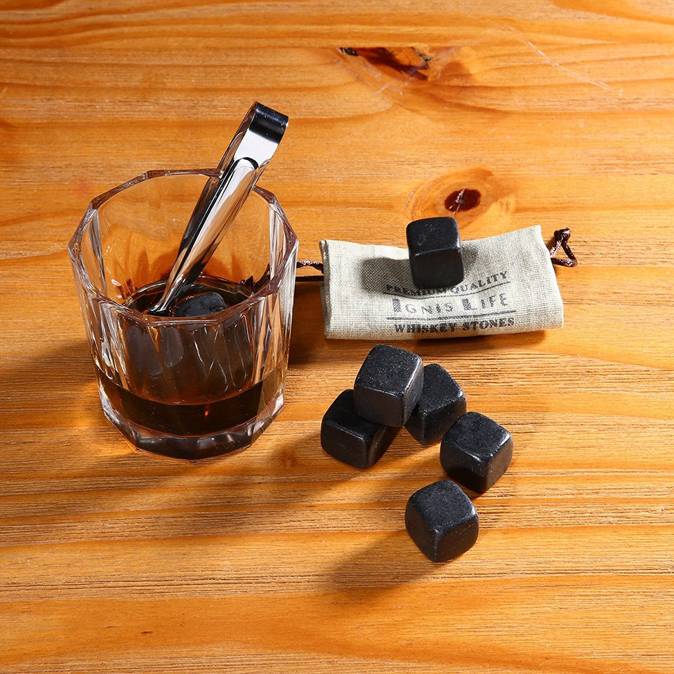 IgnisLife Premium Whiskey Stone Cooling Rocks Gift Set(Set of 9)-With Clip and Gift Bag
