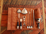 Uber Bar Tools Lux Roll Barmander's juego de piel sintético, color tostado